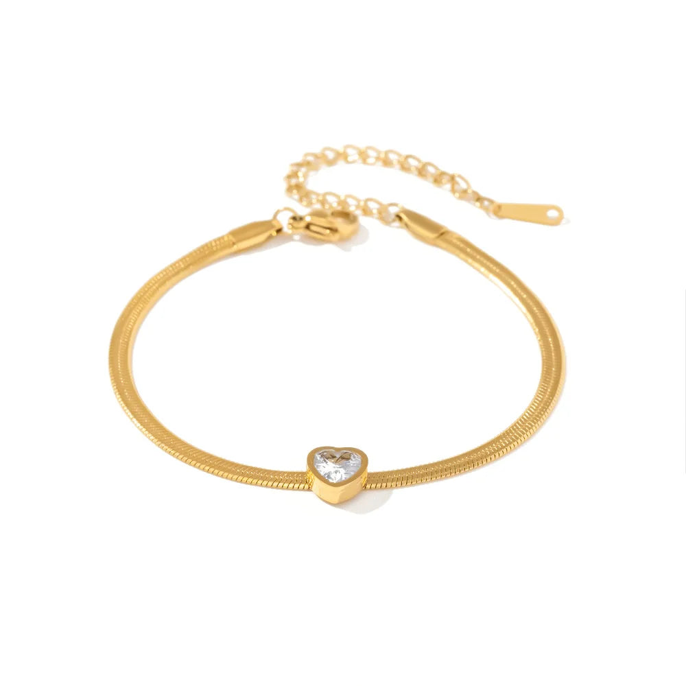 Heart-Shaped Cubic Zirconia Bracelet