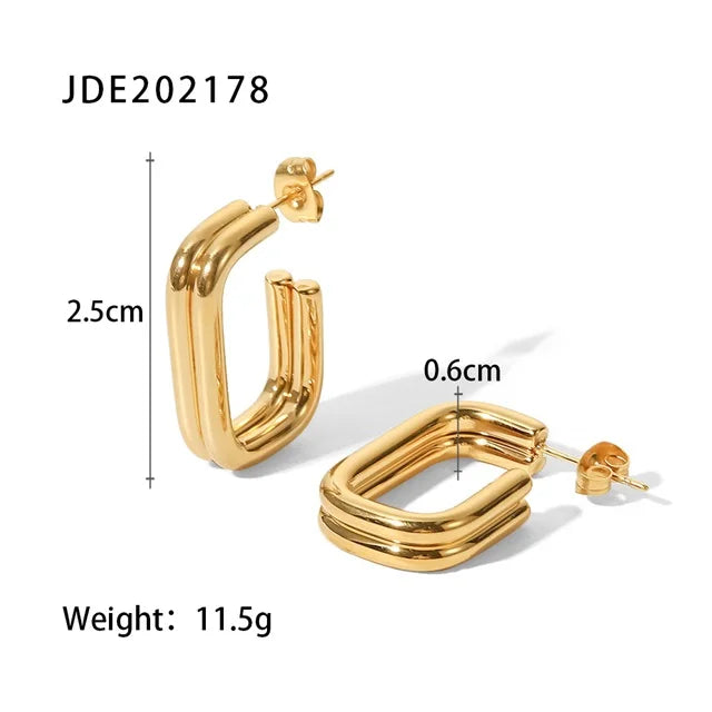 Double U-Shaped Gold Stud Earrings