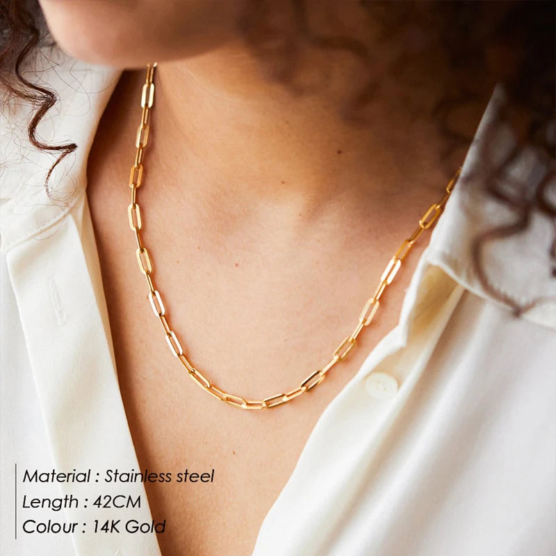 Gold Paperclip Chain Necklace