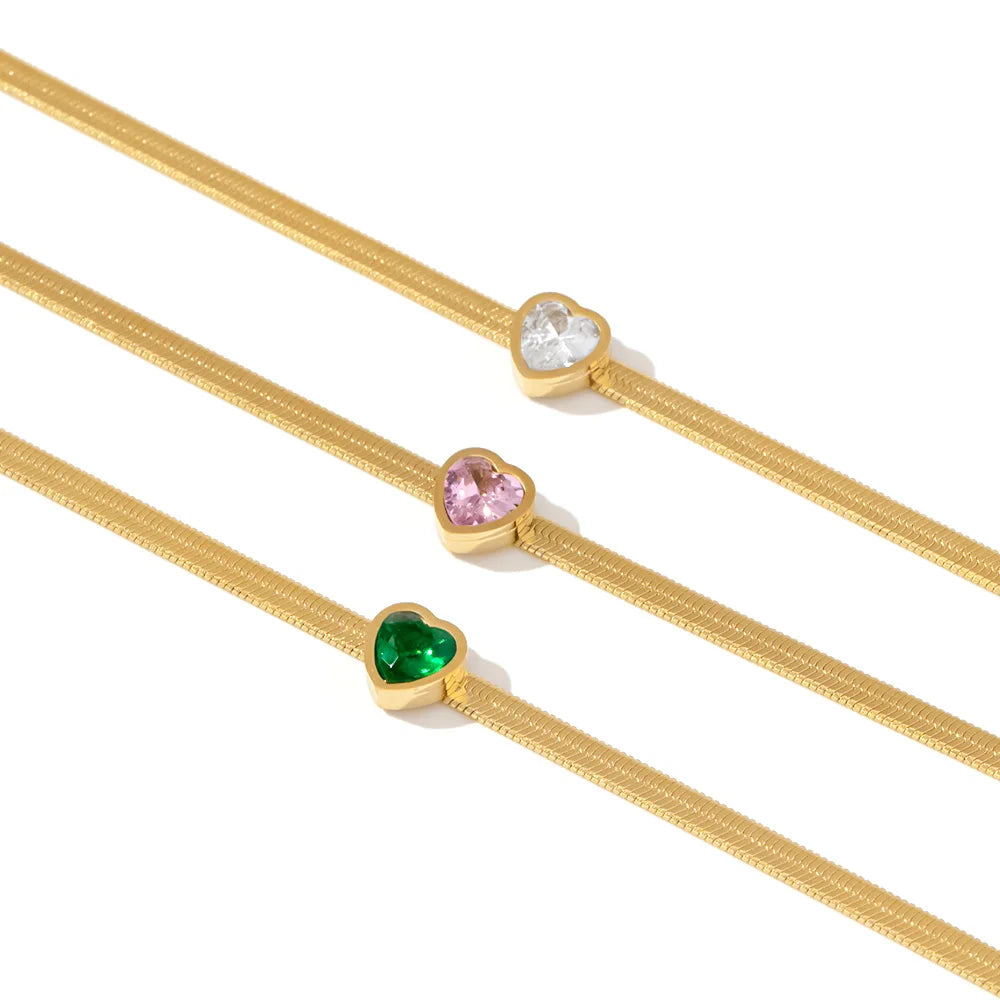 Heart-Shaped Cubic Zirconia Bracelet