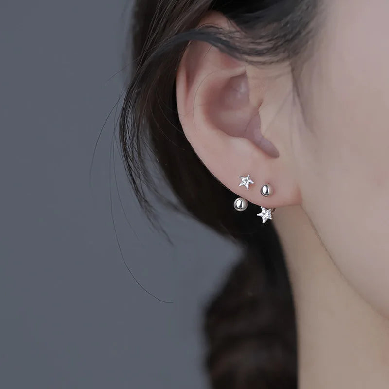 Crystal Star Silver Earrings