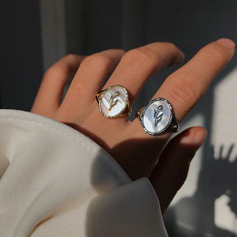 Flower Shell Geometric Ring