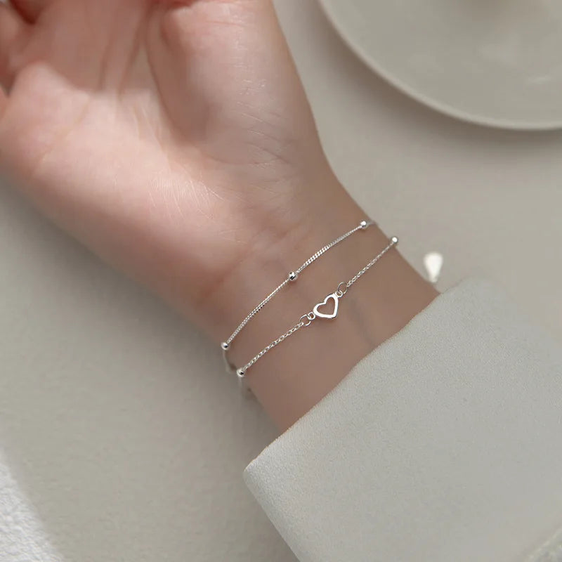 925 Double Heart Bracelet