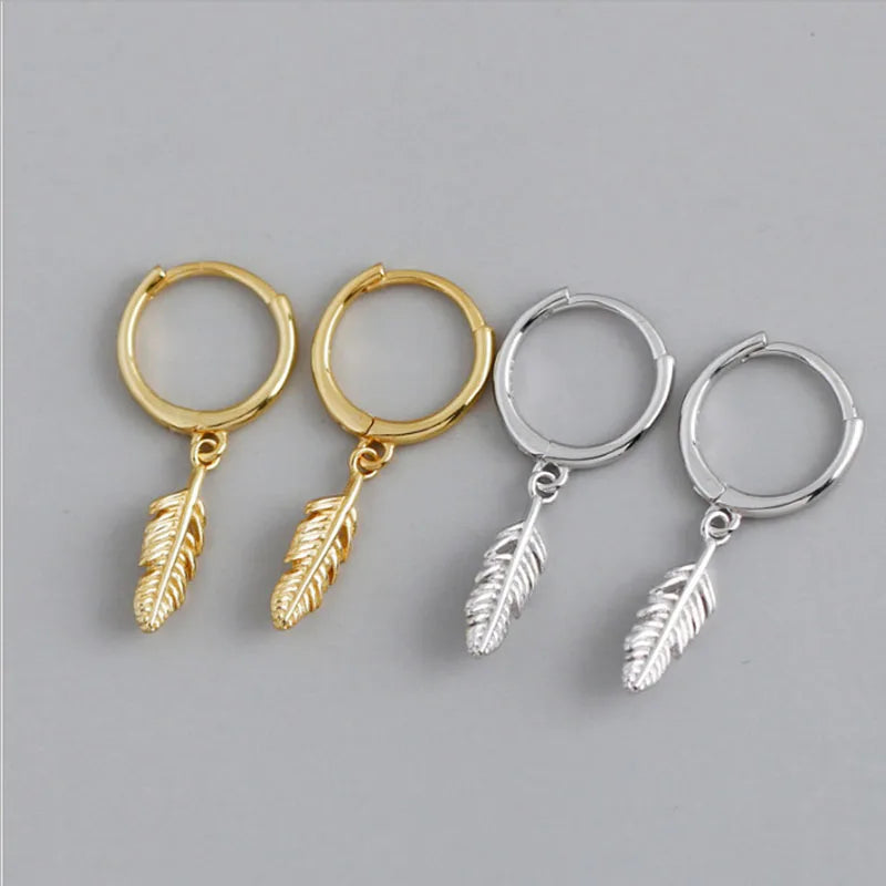 Korean Feather Silver Earrings