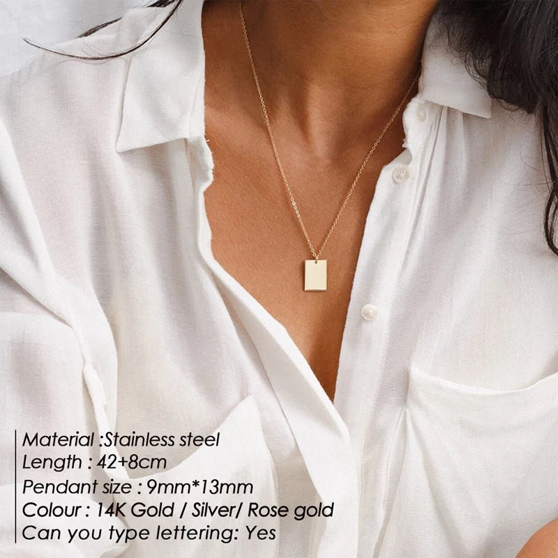 Simple Rectangular Pendant Necklace
