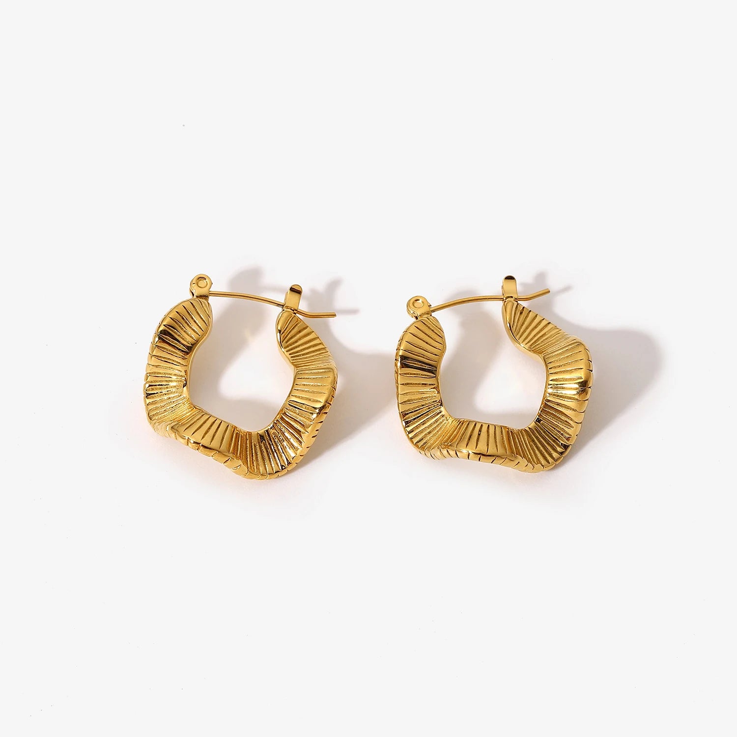 Gold Wavy Hoops
