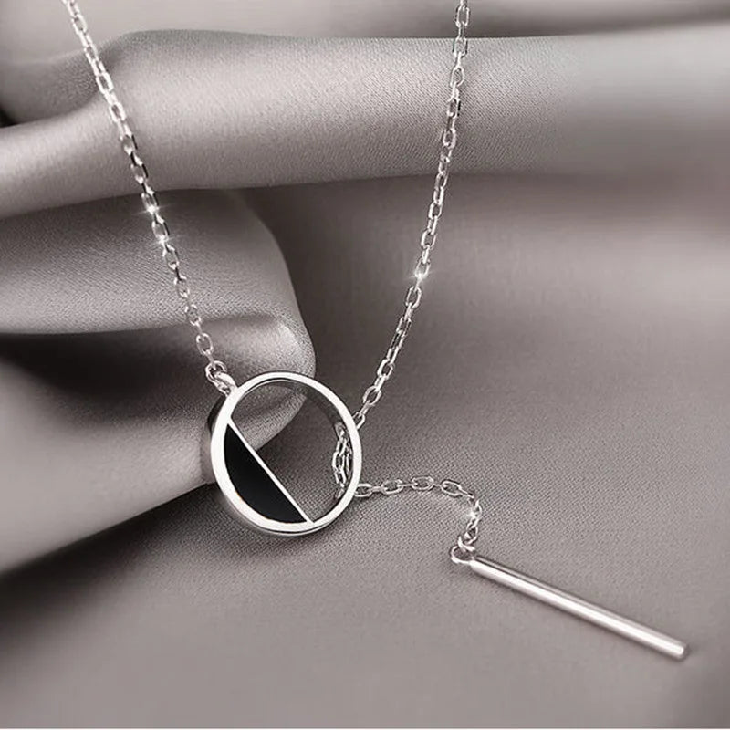 Shiny Round & Rectangle Necklace