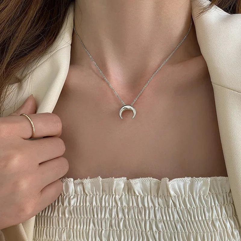Sterling Crescent Moon Necklace