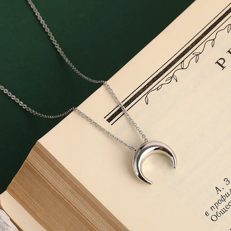 Sterling Crescent Moon Necklace