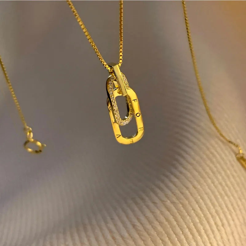 Geometric Silver Pendant Necklace