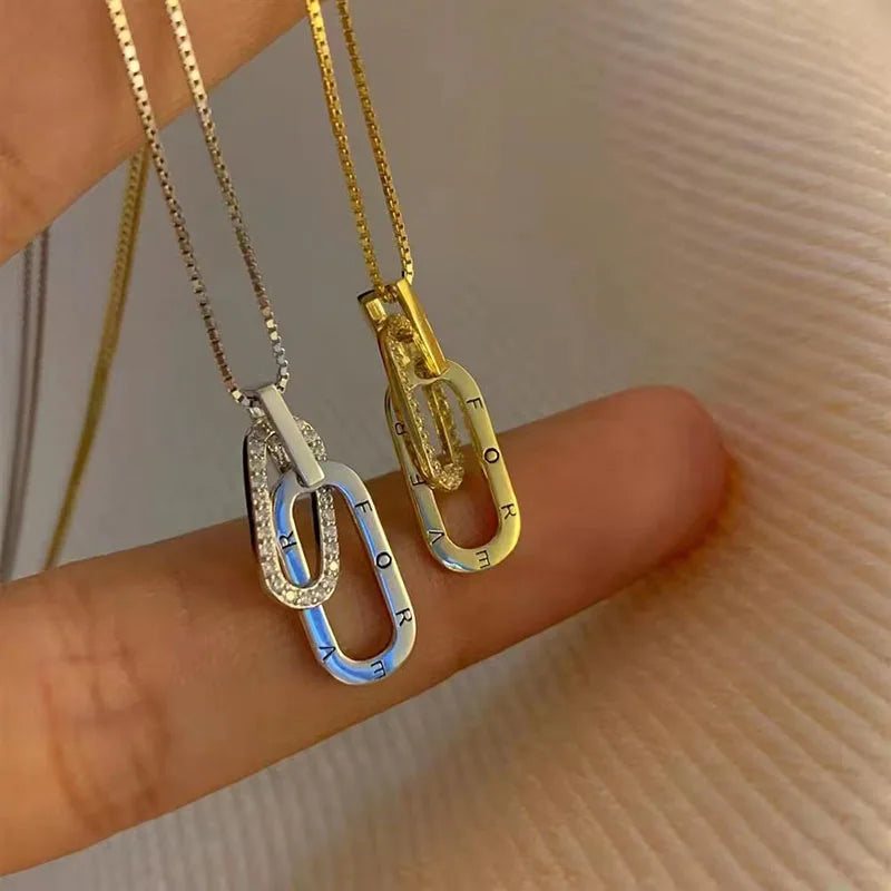 Geometric Silver Pendant Necklace