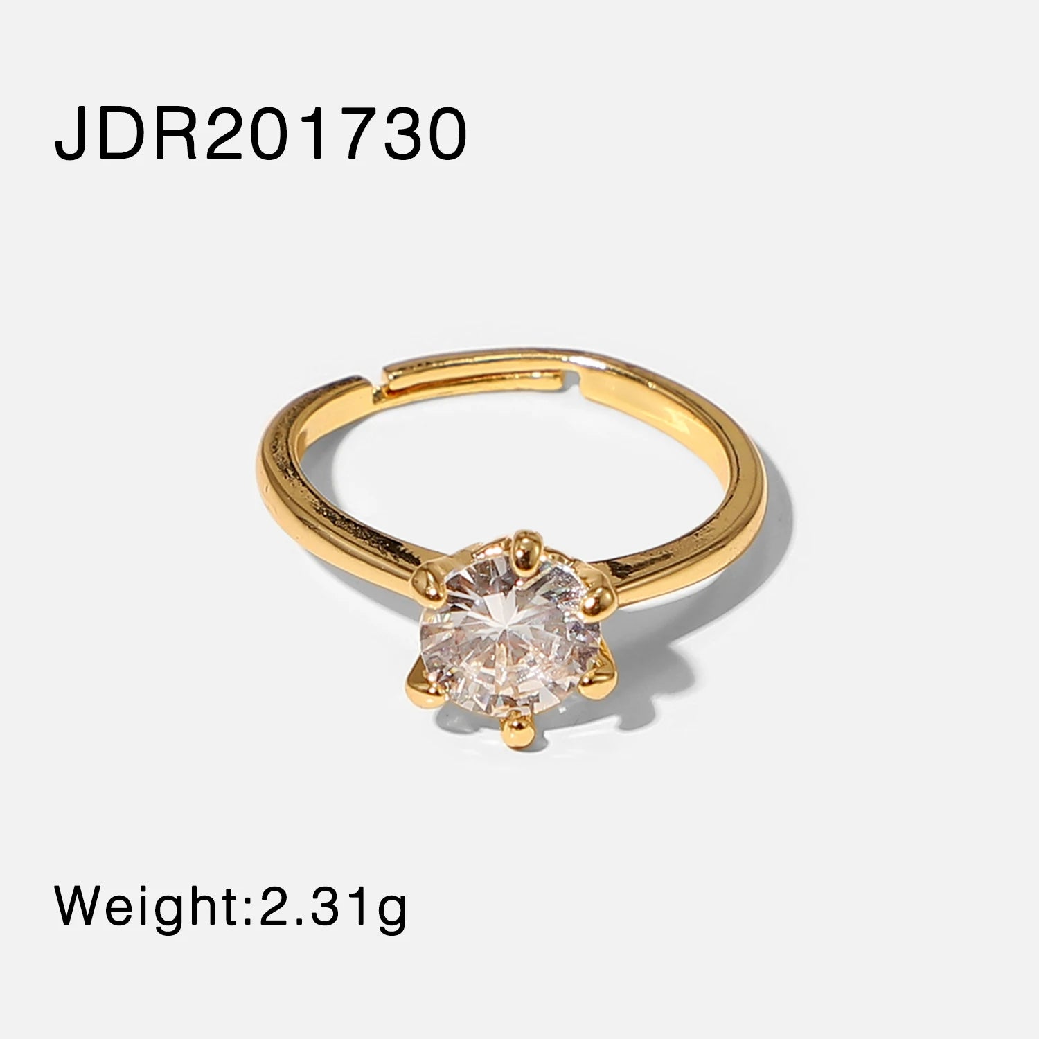 White Zircon Prong Ring