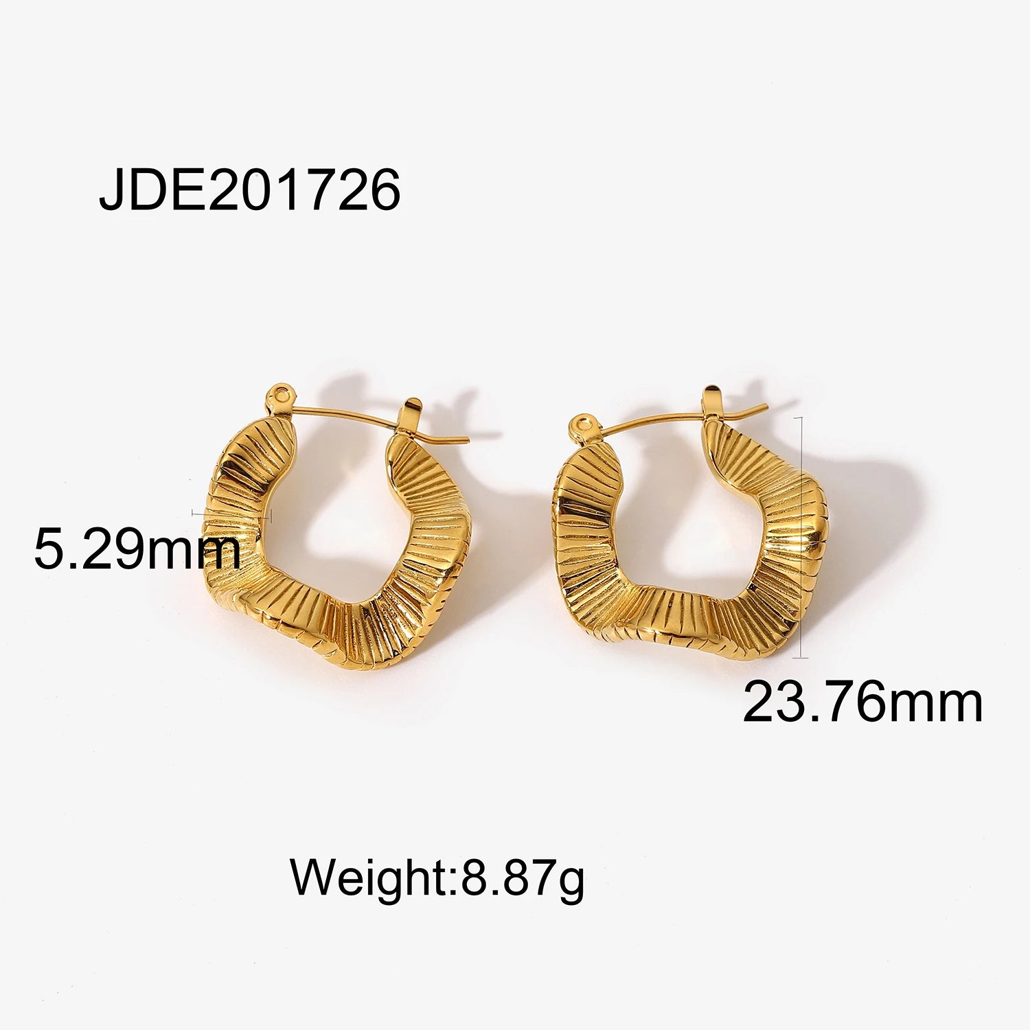 Gold Wavy Hoops