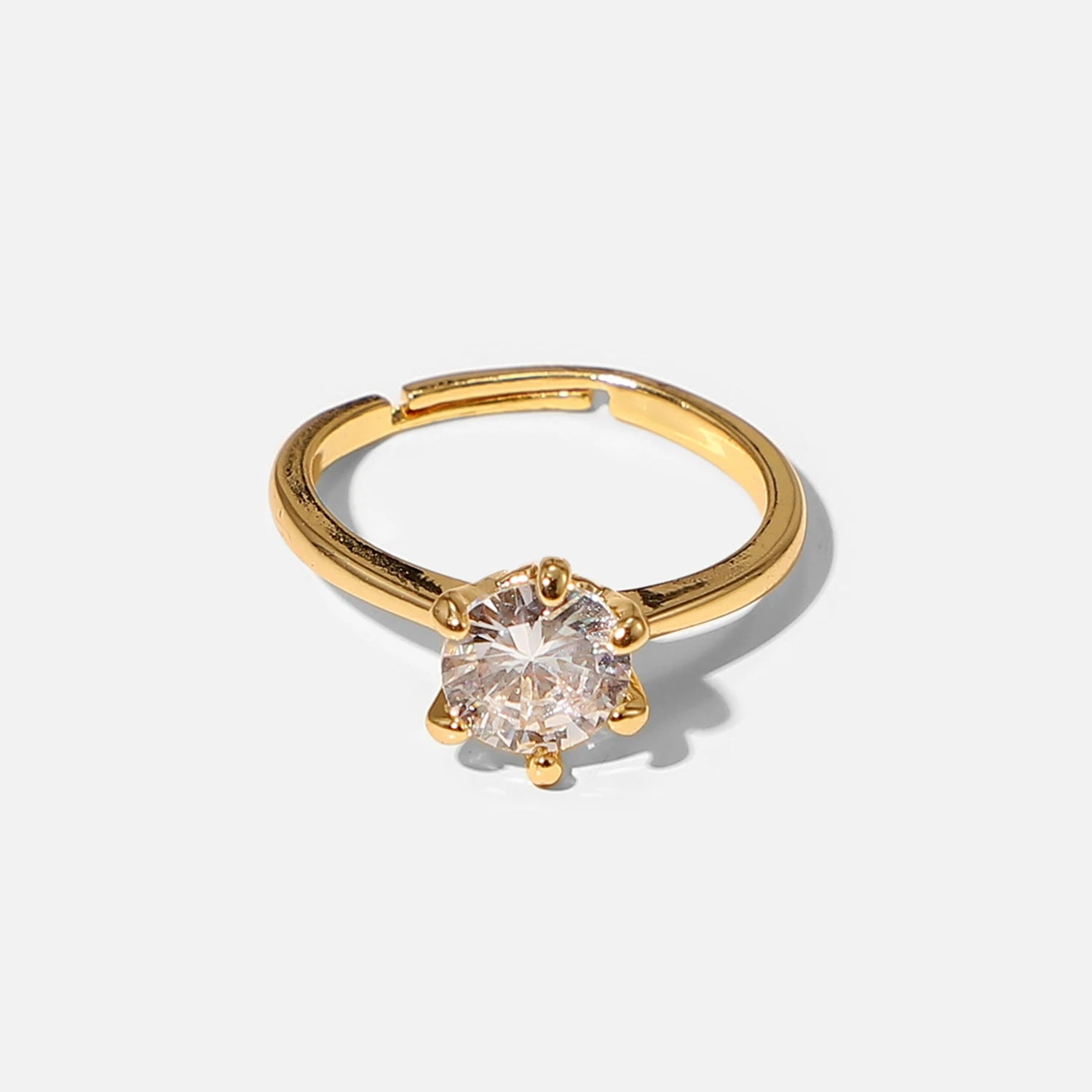 White Zircon Prong Ring