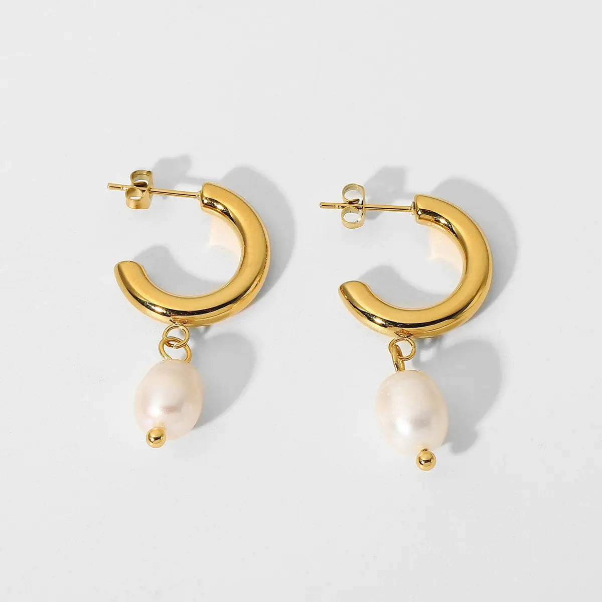 Pearl CC Hoop Earrings
