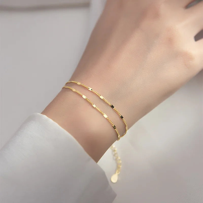 Double Layer Silver Link Bracelet