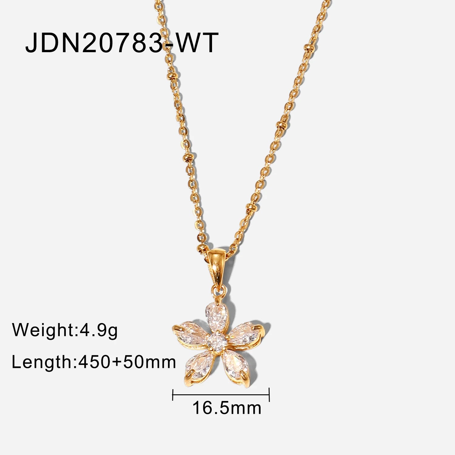 Zircon Flower Pendant Necklace
