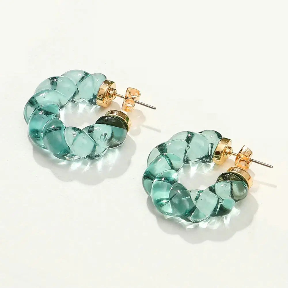 Blue Resin Twist Hoops