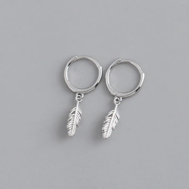 Korean Feather Silver Earrings