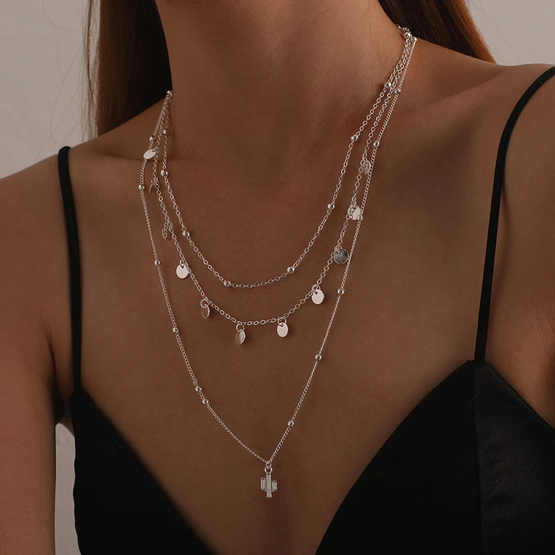 Triple Layer Plant Choker Necklace