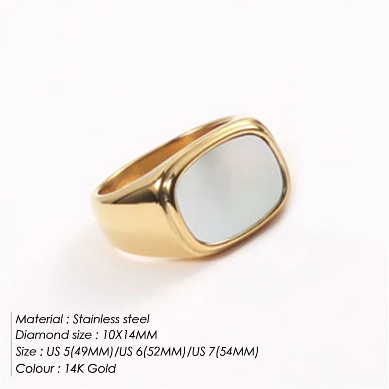 Vintage Chunky Square Shell Ring