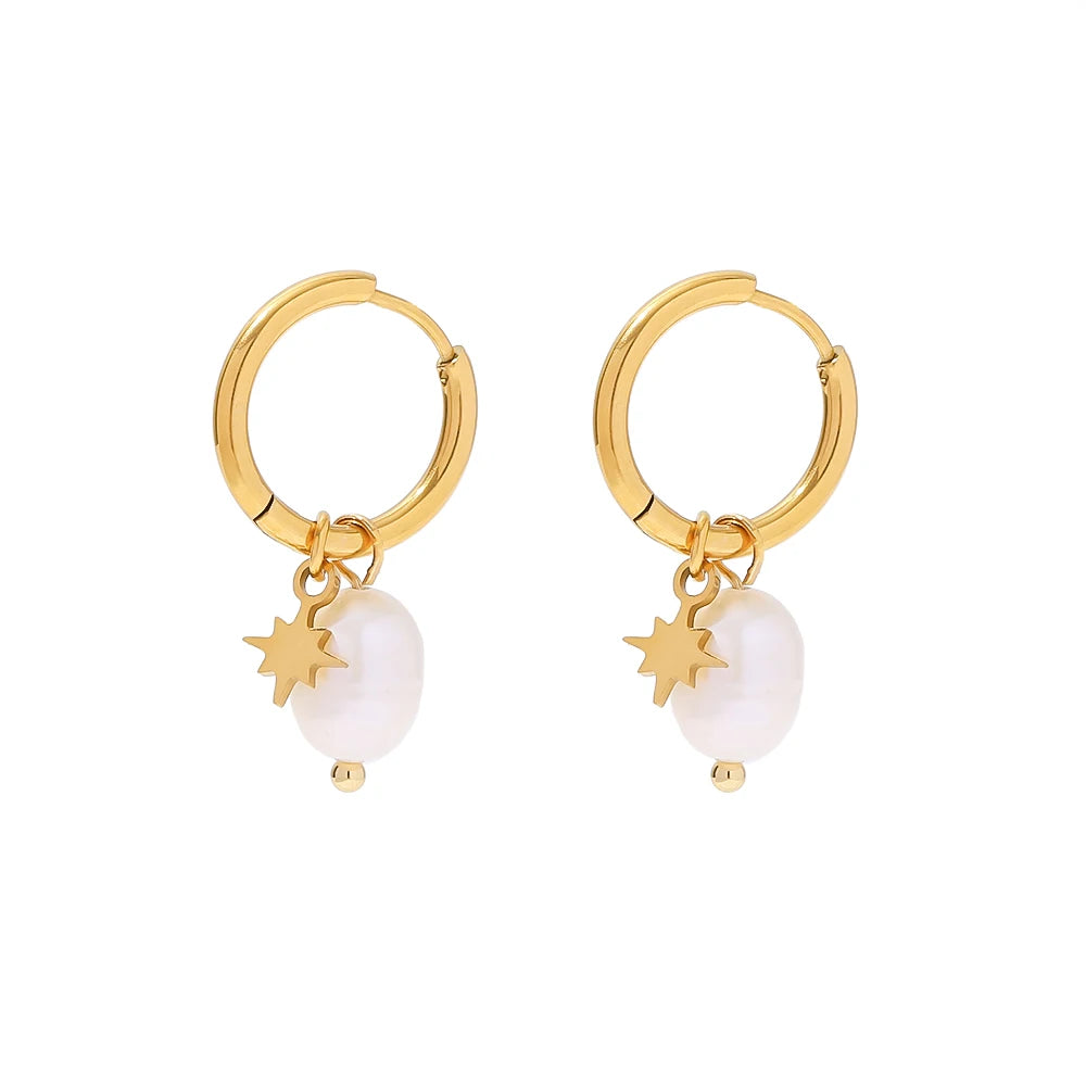 Pearl Star Drop Earrings