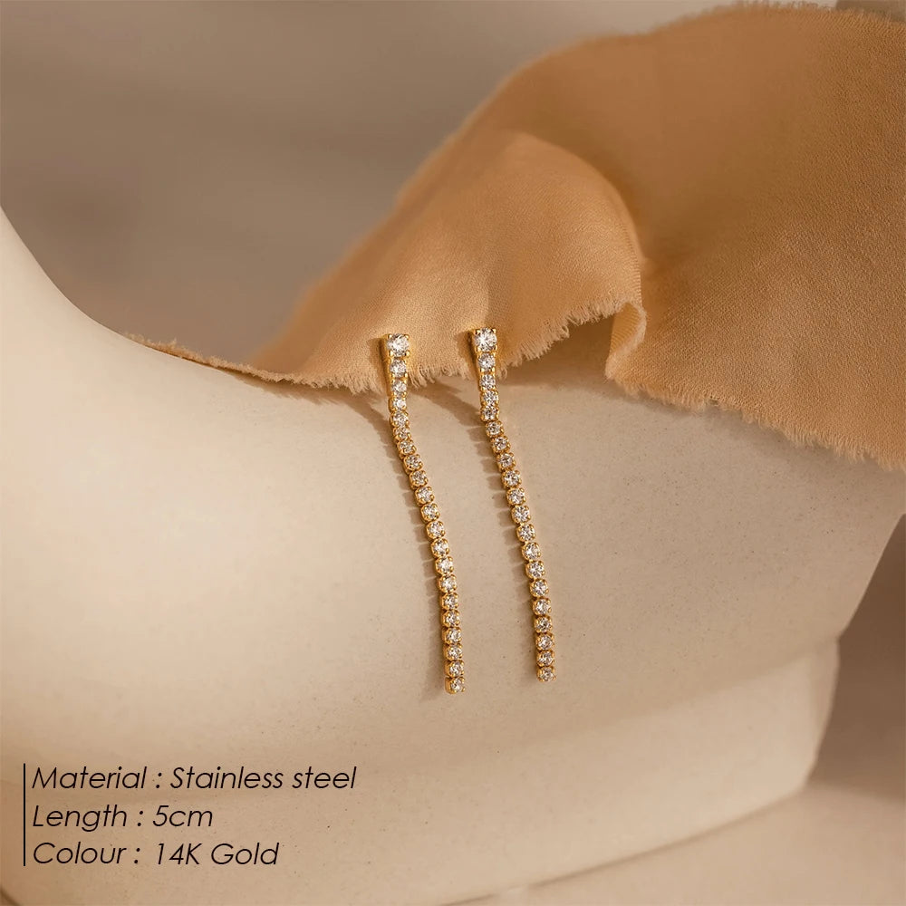 Zirconia Tassel Pendant Earrings