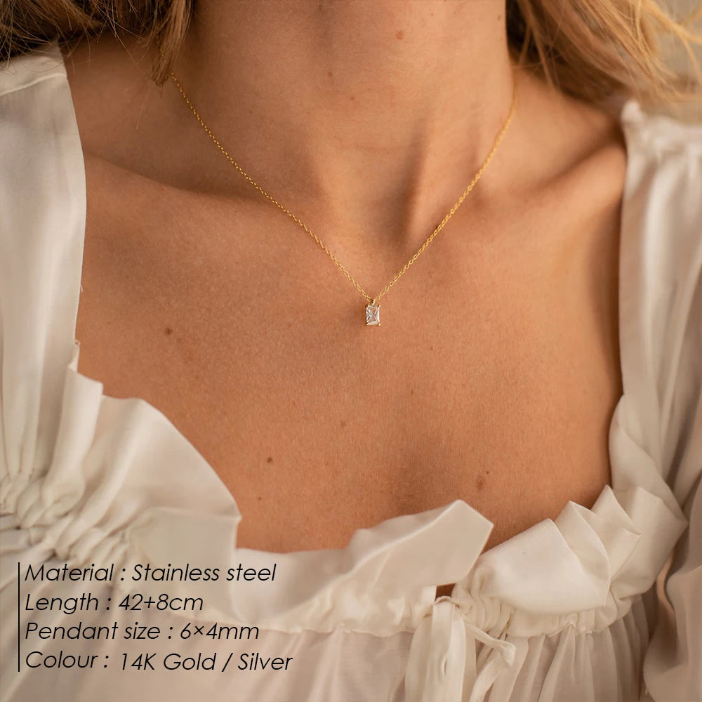 Gold-Plated Zirconia Pendant Necklace