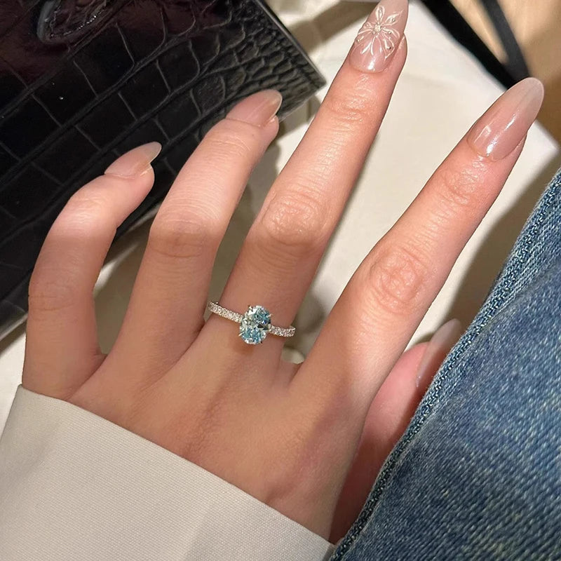 Blue Zirconia Round Ring