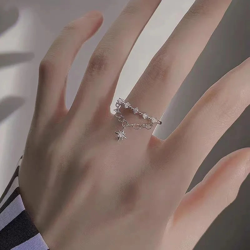 Star Adjustable Silver Ring