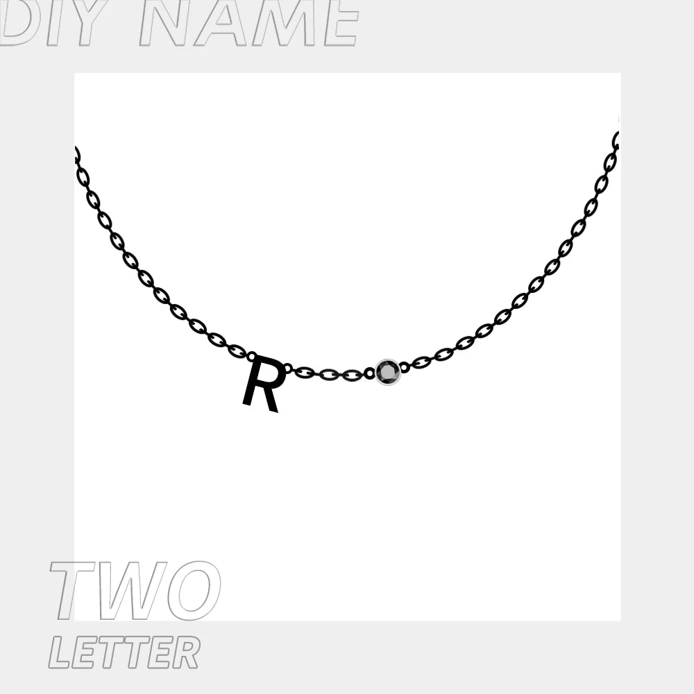 Customized Birthstone Alphabetical Necklace