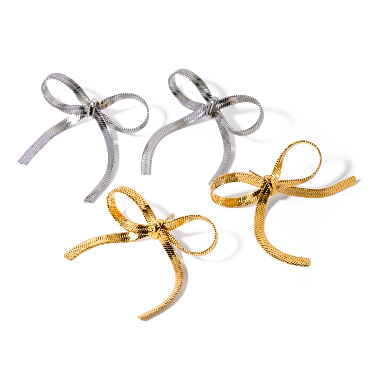Snake Chain Bow Earrings