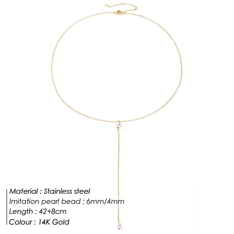 Gold Pearl Pendant Necklace