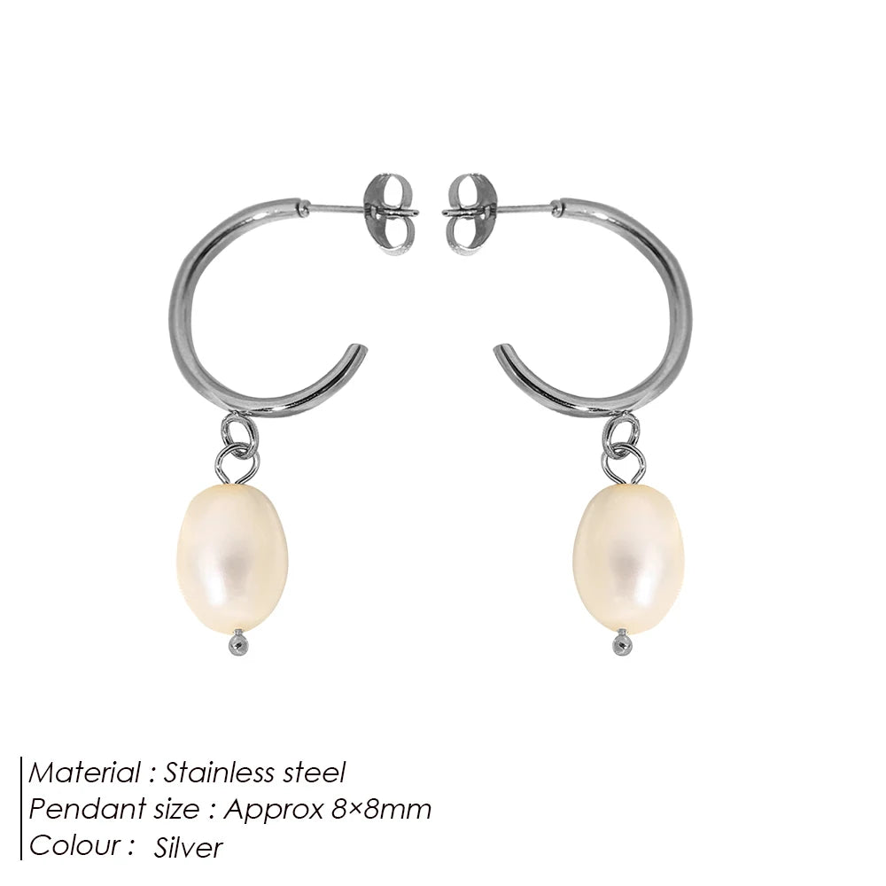 Gold Hoop Pearl Earrings