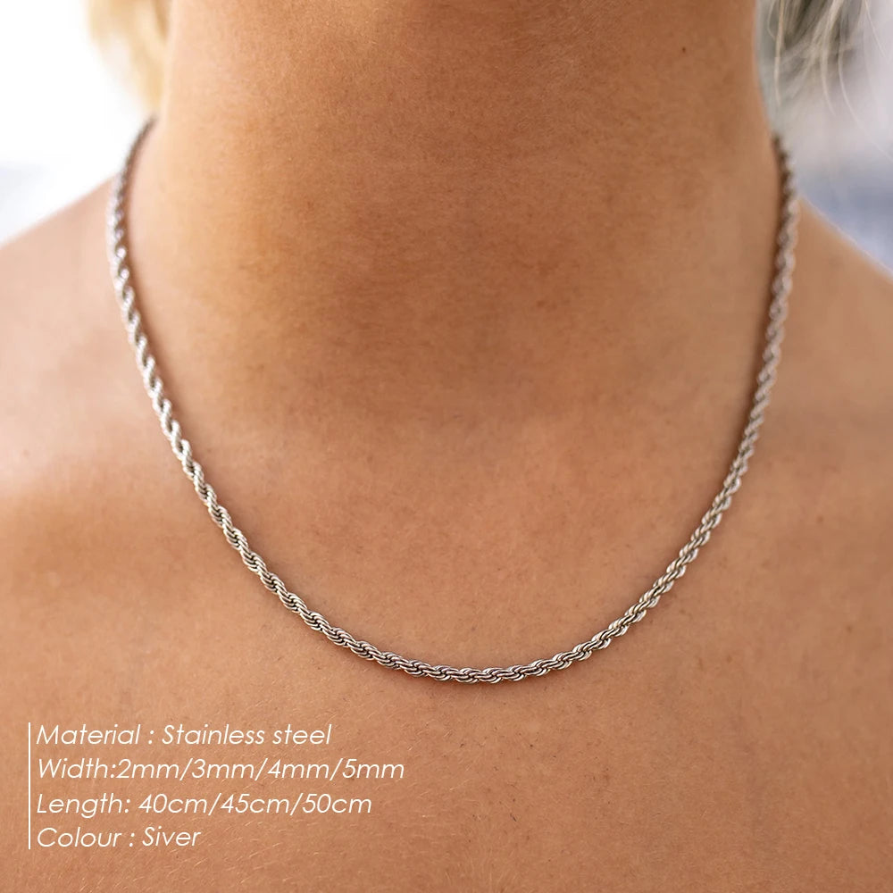 Silver Rope Chain Necklace