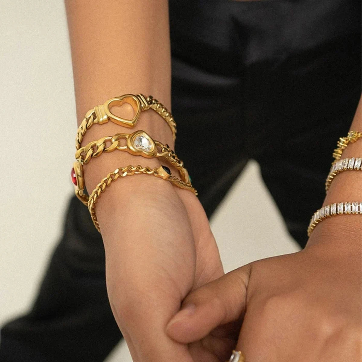 Heart Hollow Gold Snake Chain Bracelet