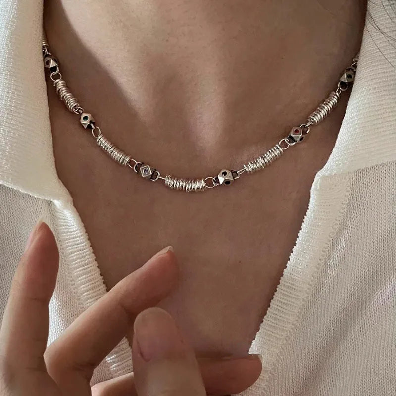 Octagonal Zircon Silver Necklace