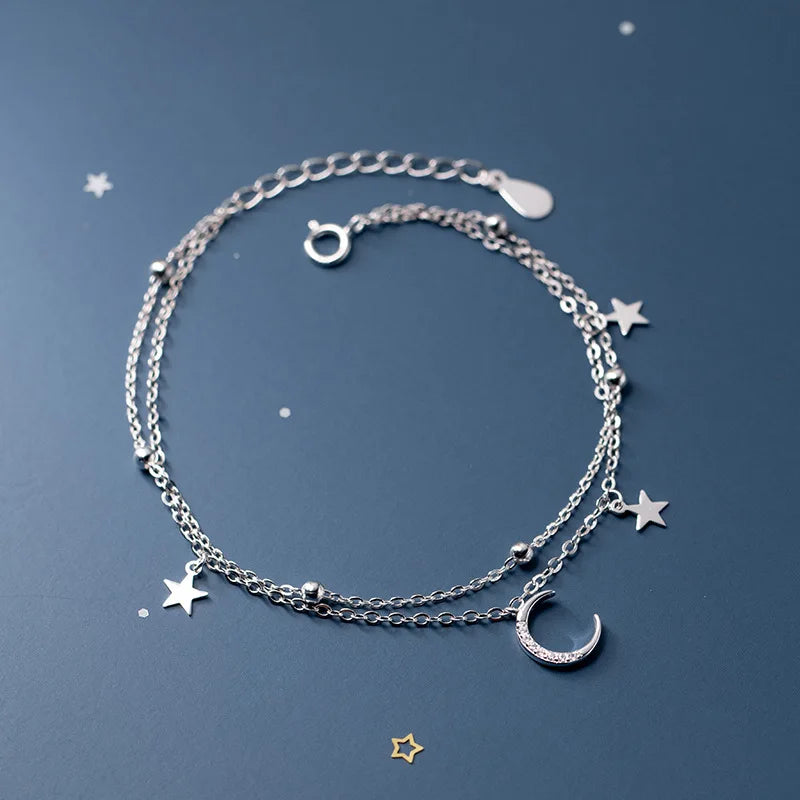 Star Moon Silver Bracelet