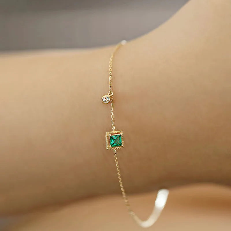 Square Zircon Silver Bracelet