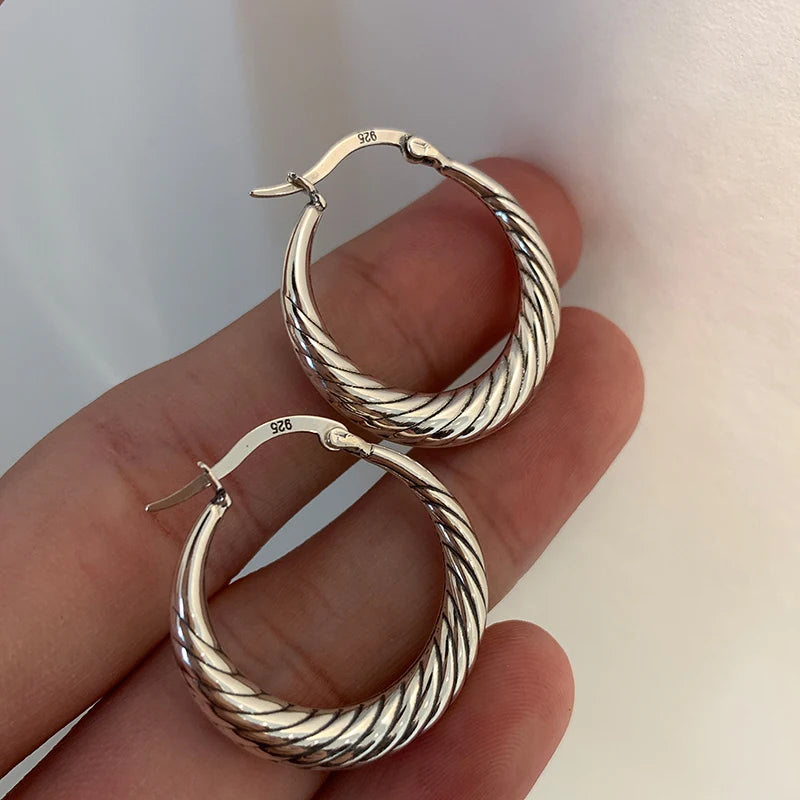 Oval Silver Earrings