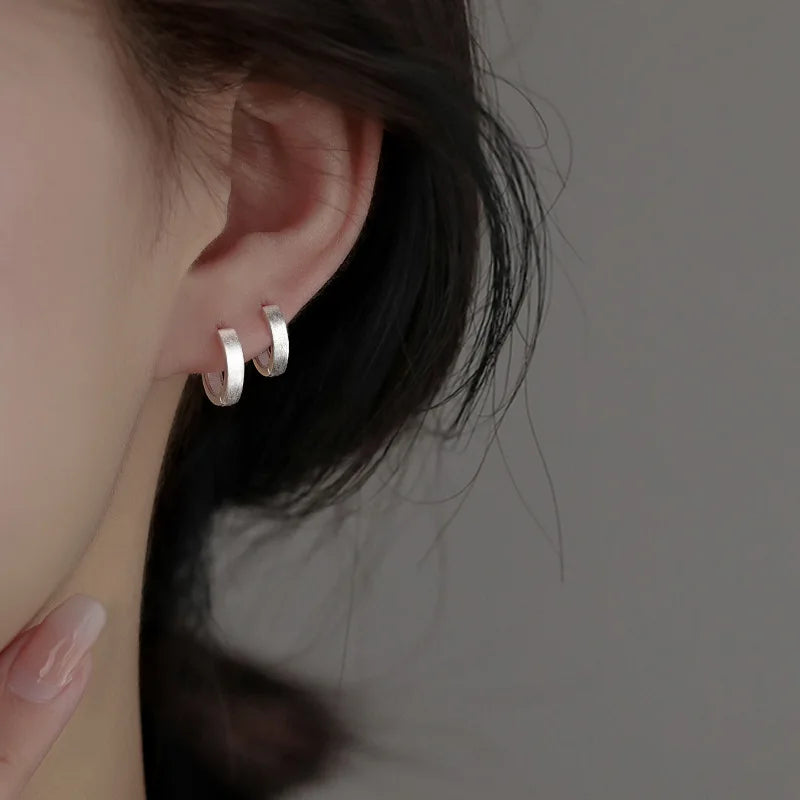 Minimalist Round Silver Earrings