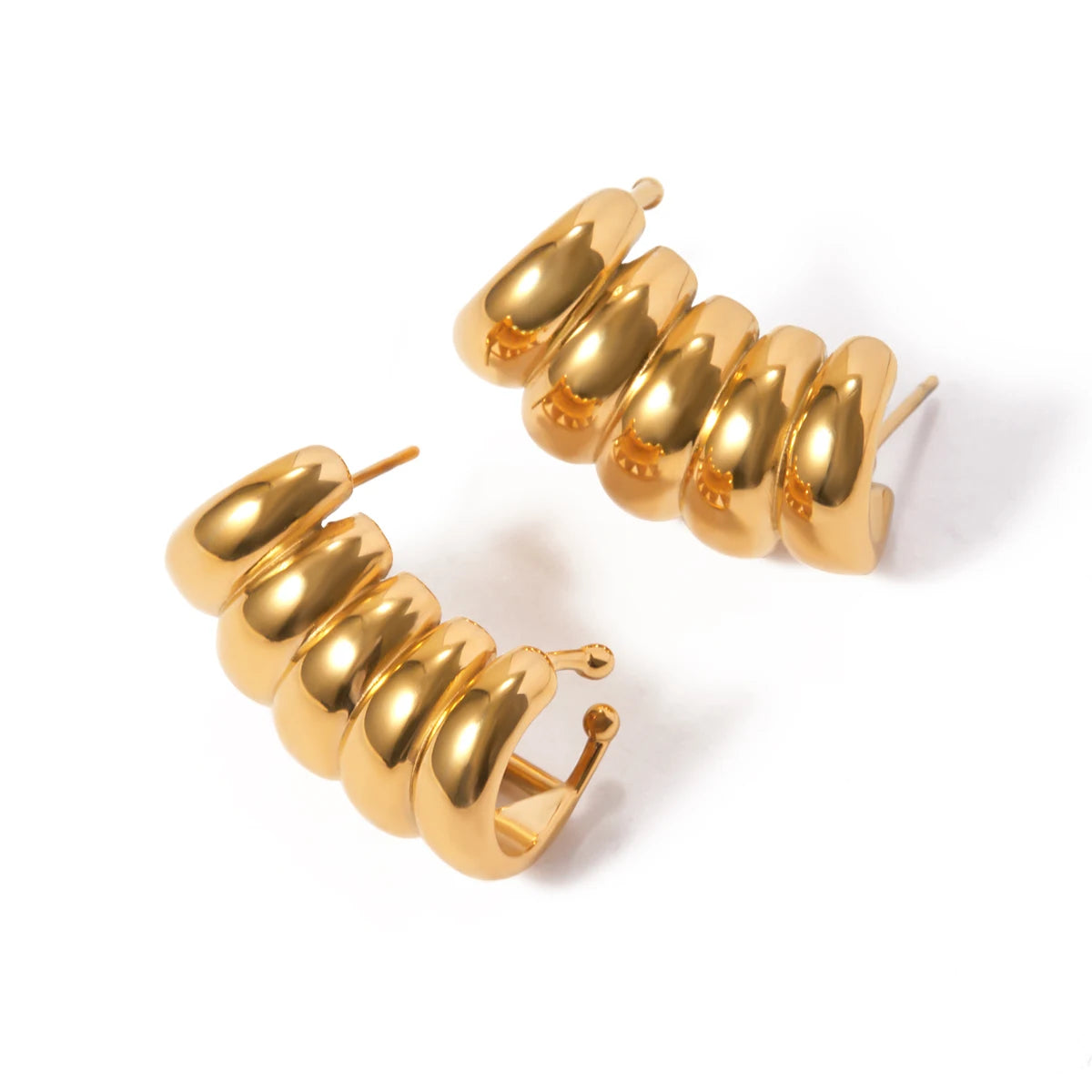 Gold Hollow Striped Earring