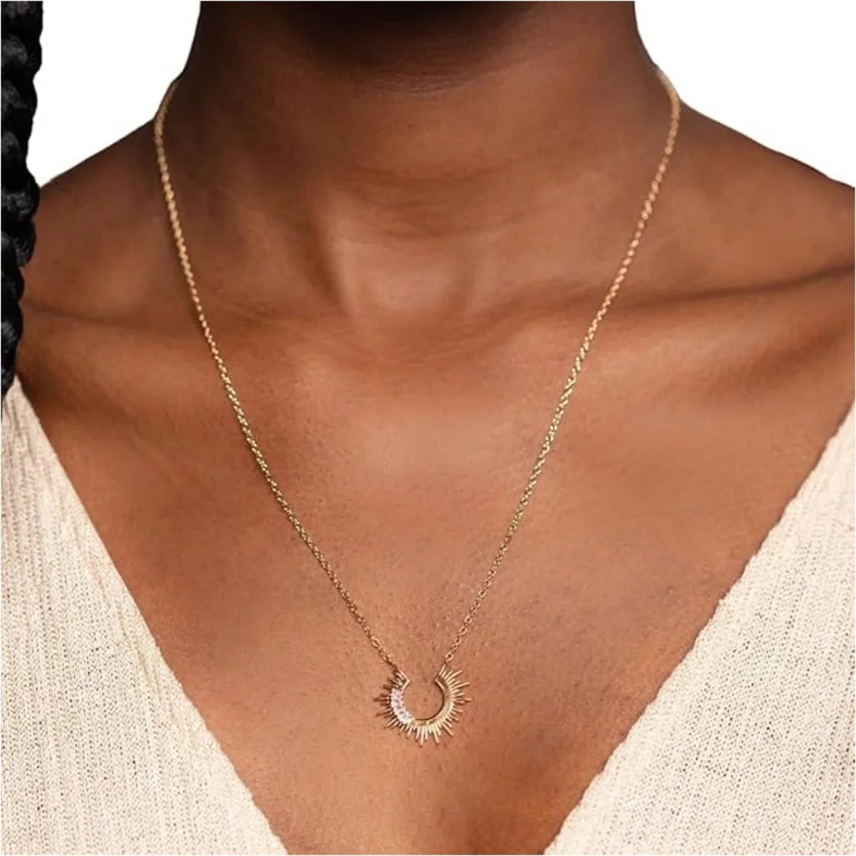 Zirconia Sun Crescent Necklace