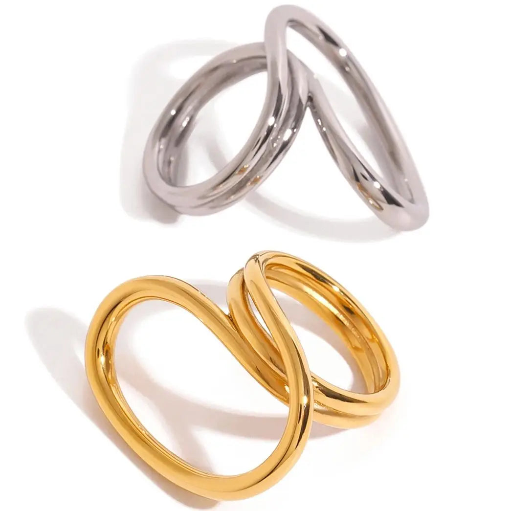 Gold Textured Geometric Ring