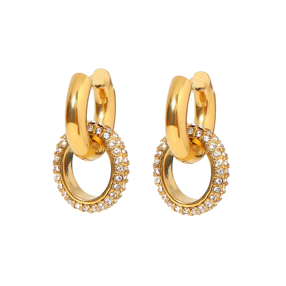 Cubic Zirconia Oval Pendant Earrings