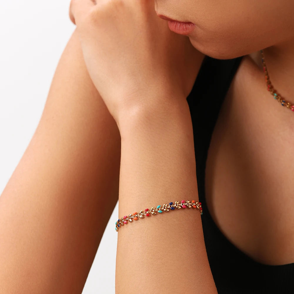 Olive Leaf Stainless Steel Bracelet