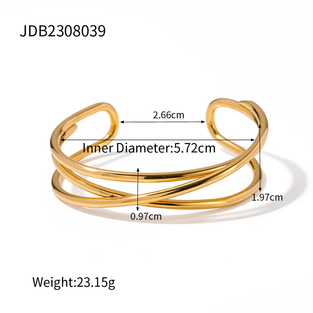Interlaced Metal Line Gold Bracelet