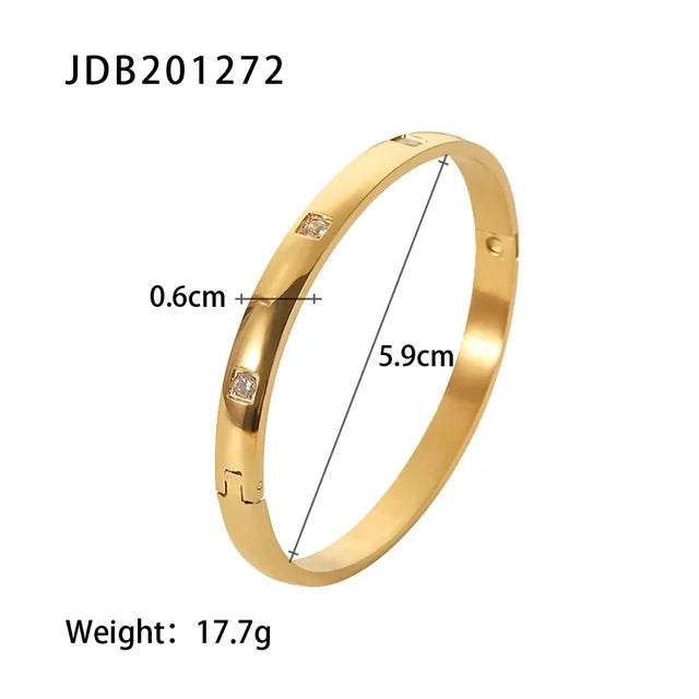 White Zirconia Stainless Steel Bangle