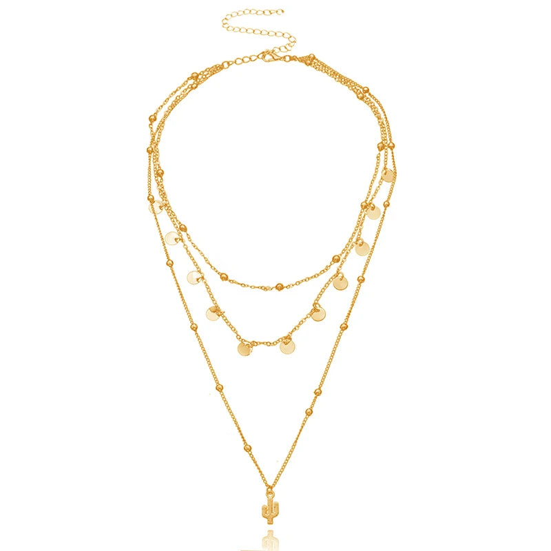 Triple Layer Plant Choker Necklace