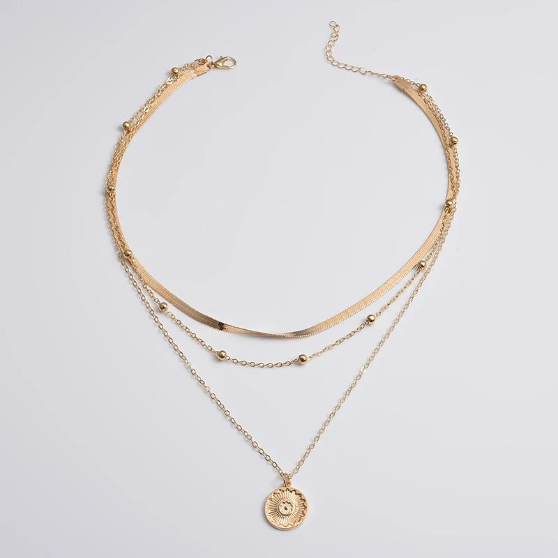 Three-Layer Silver Snake Chain Necklace